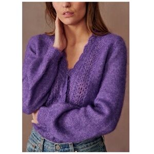 Sezane Angelie Cardigan Purple XS EUC